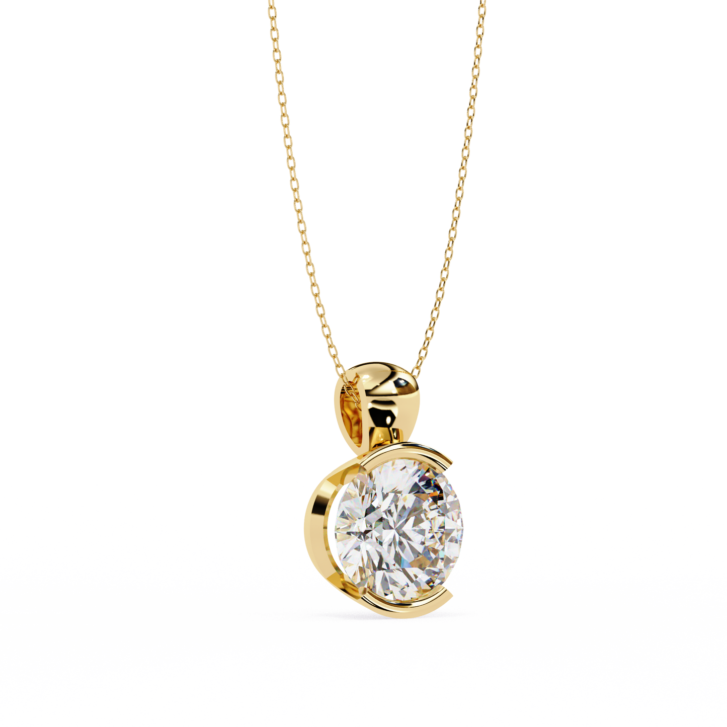 Solitaire Diamond Necklace | Classic Round Pendant for Women