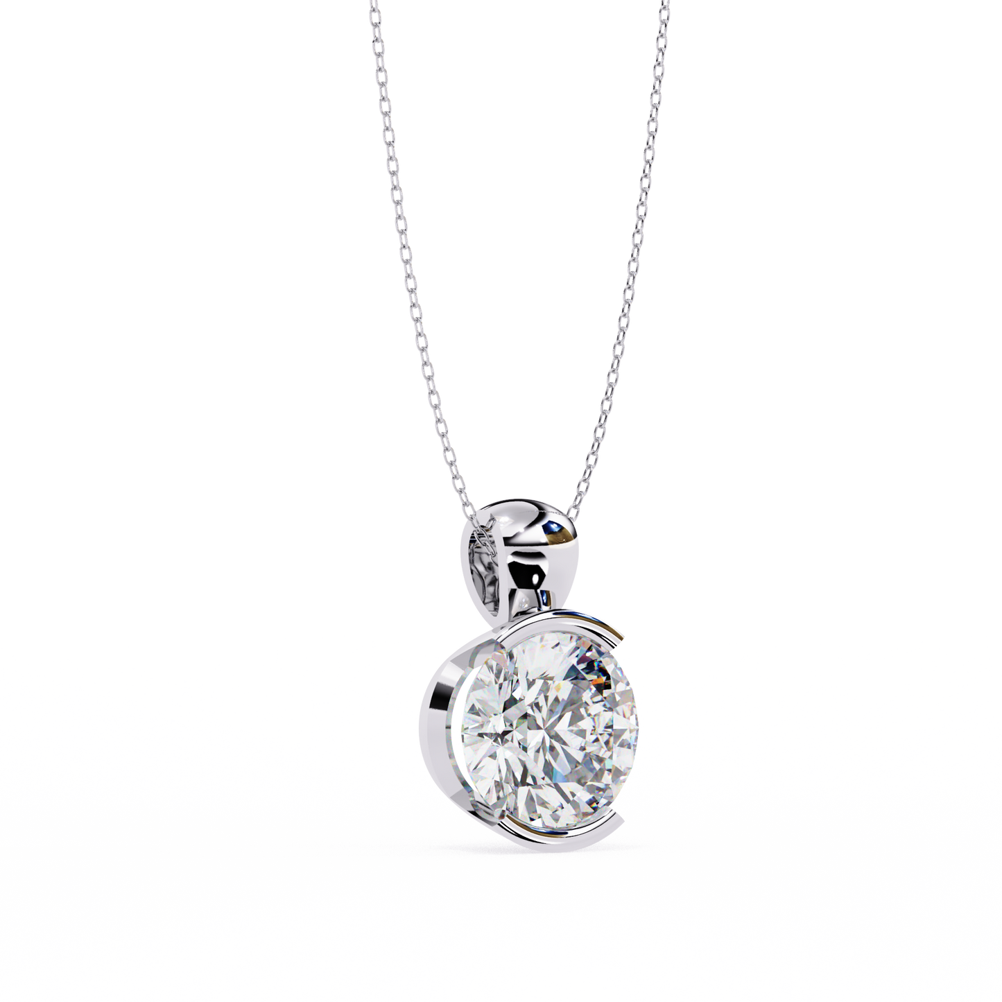 Solitaire Diamond Necklace | Classic Round Pendant for Women