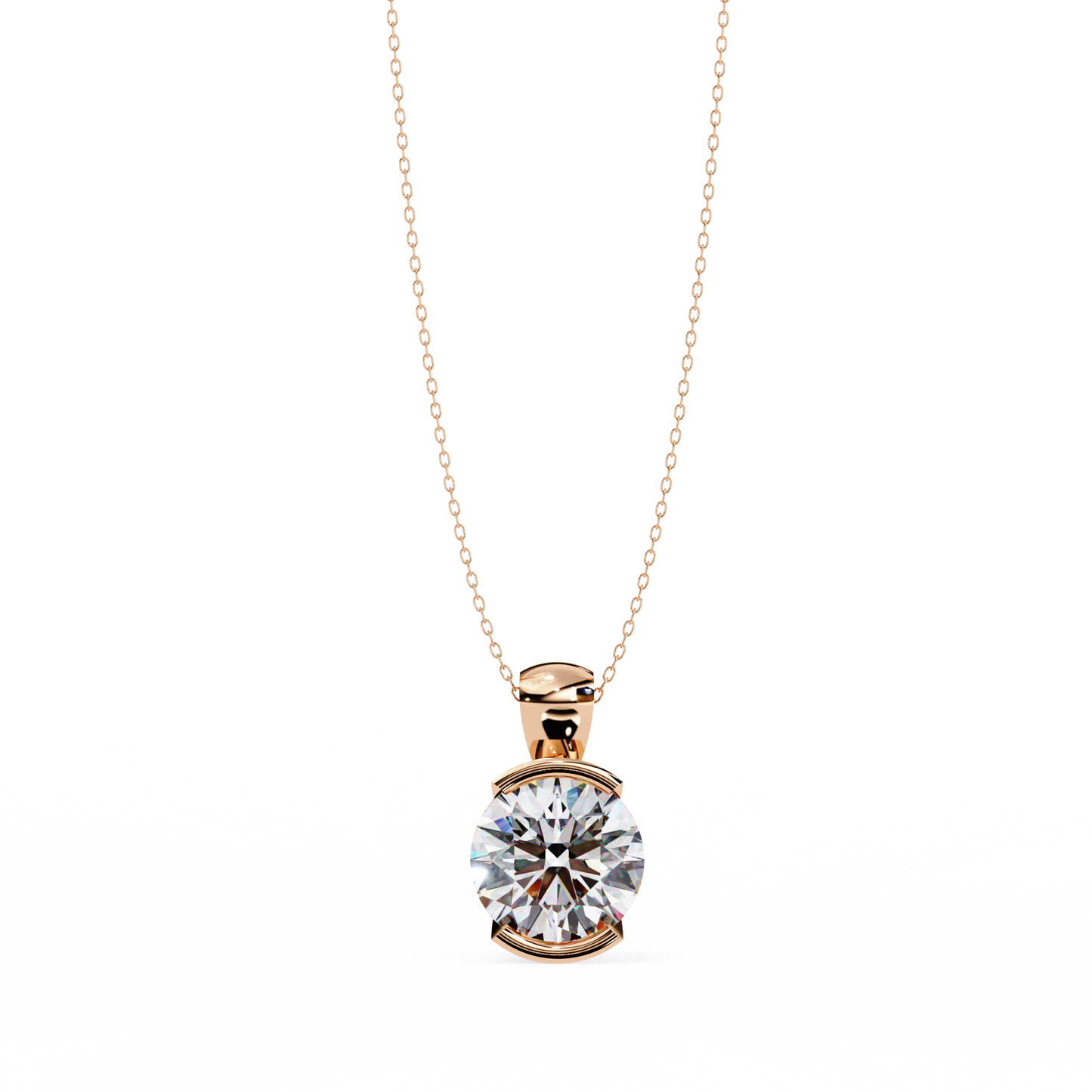 Solitaire Diamond Necklace | Classic Round Pendant for Women