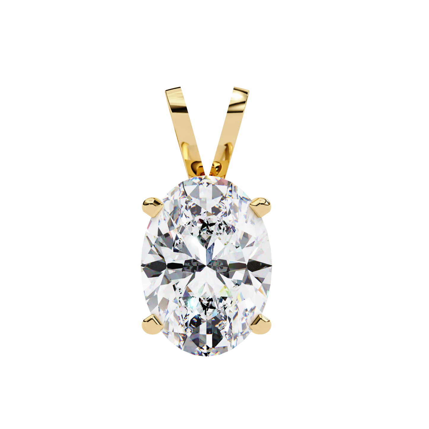 Oval Diamond Solitaire Pendant with 4-Prong Setting