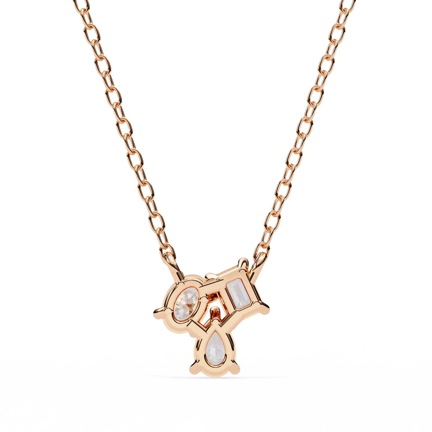 Mixed Cut Diamond Cluster Pendant Necklace