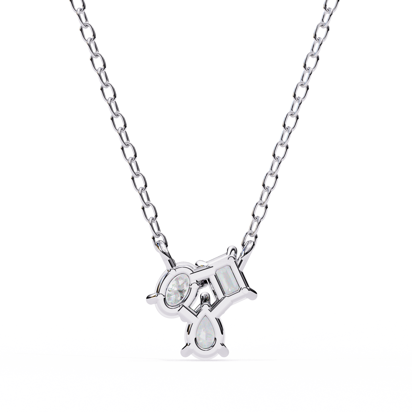 Mixed Cut Diamond Cluster Pendant Necklace