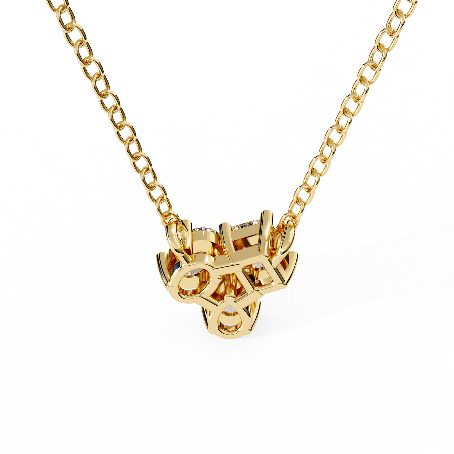Mixed Cut Diamond Cluster Pendant Necklace