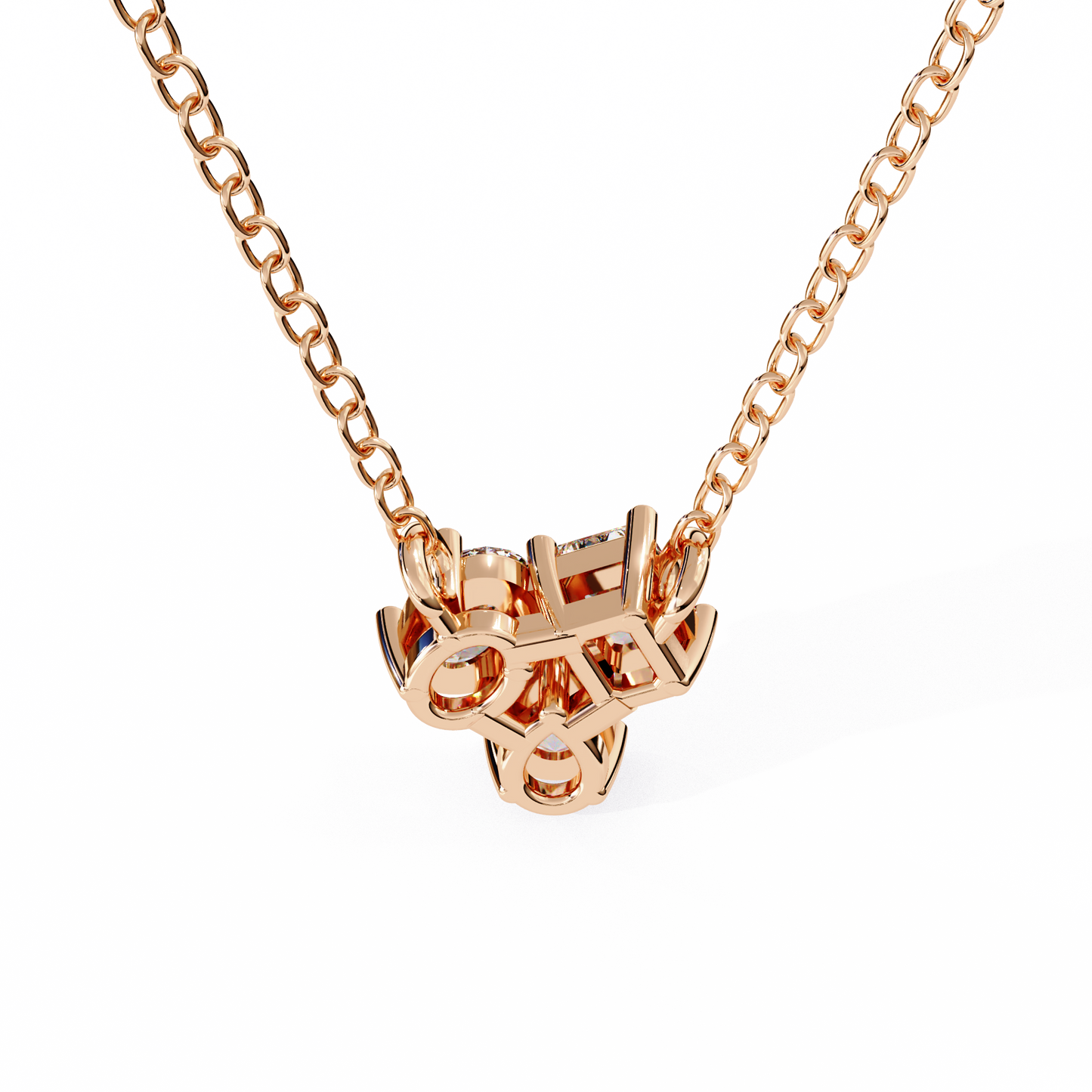Mixed Cut Diamond Cluster Pendant Necklace