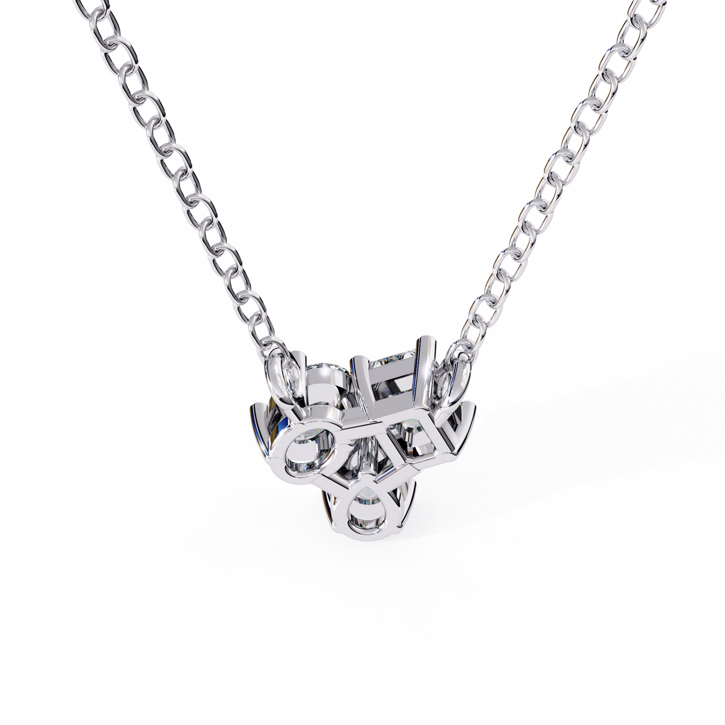 Mixed Cut Diamond Cluster Pendant Necklace