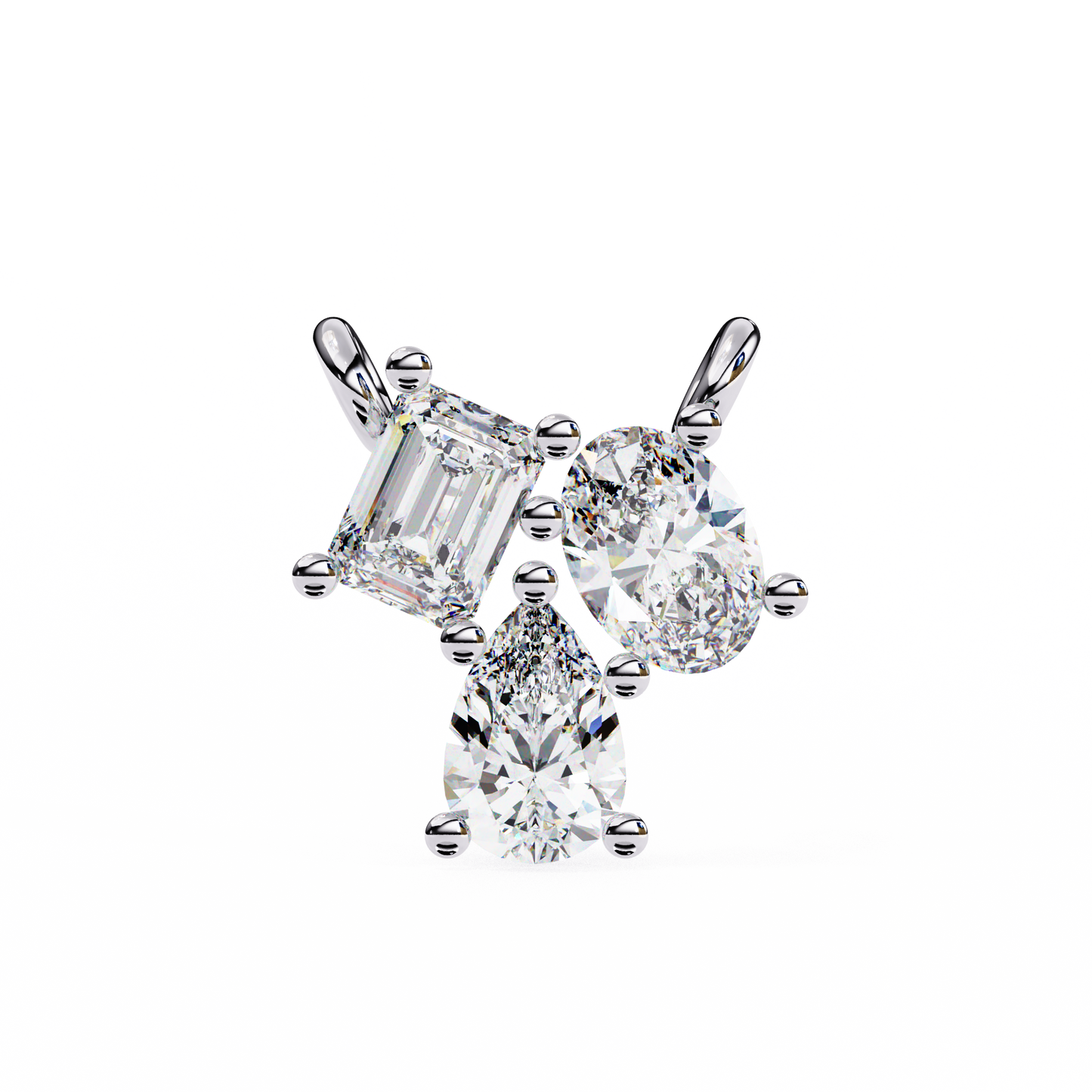 Mixed Cut Diamond Cluster Pendant Necklace