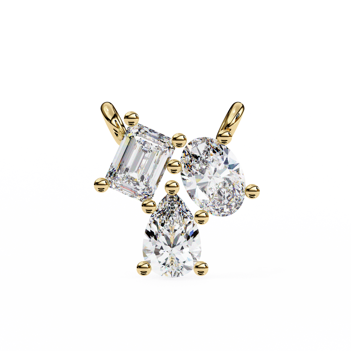 Mixed Cut Diamond Cluster Pendant Necklace