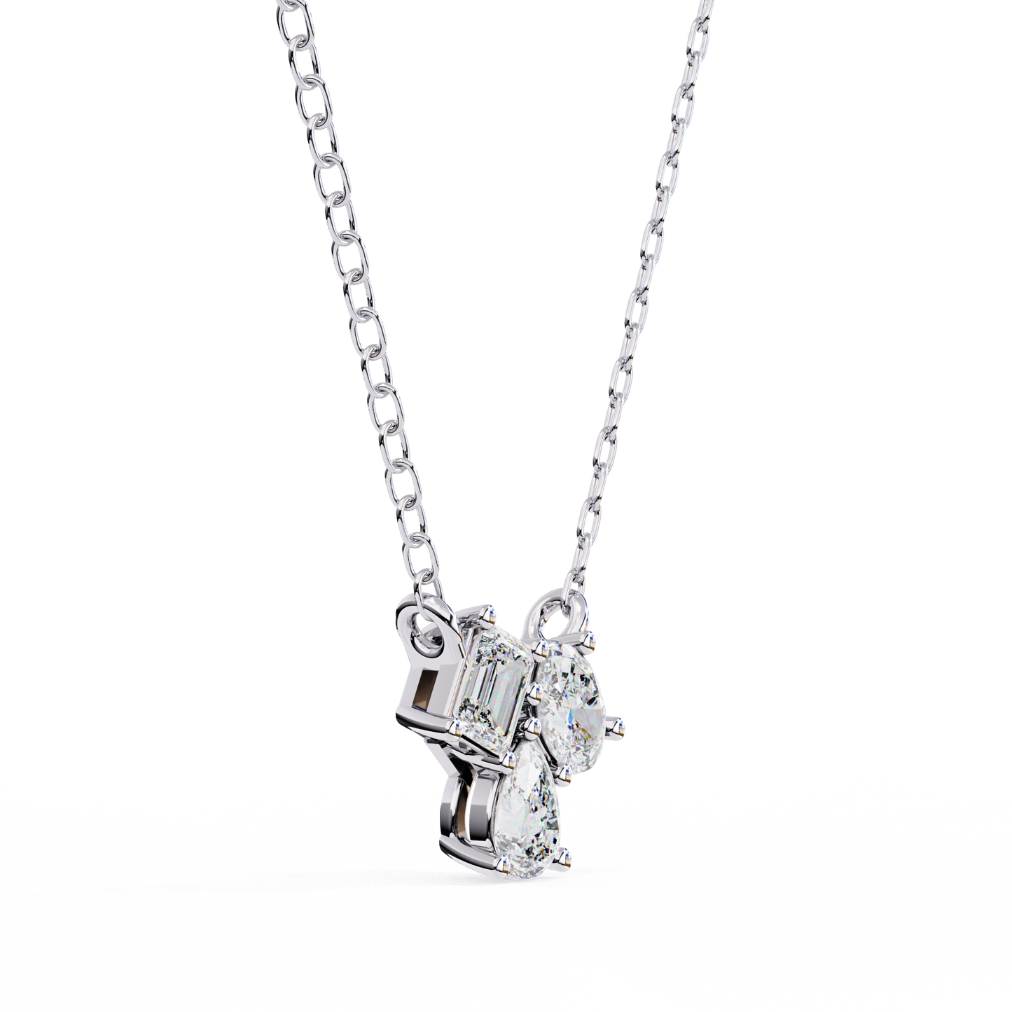 Mixed Cut Diamond Cluster Pendant Necklace