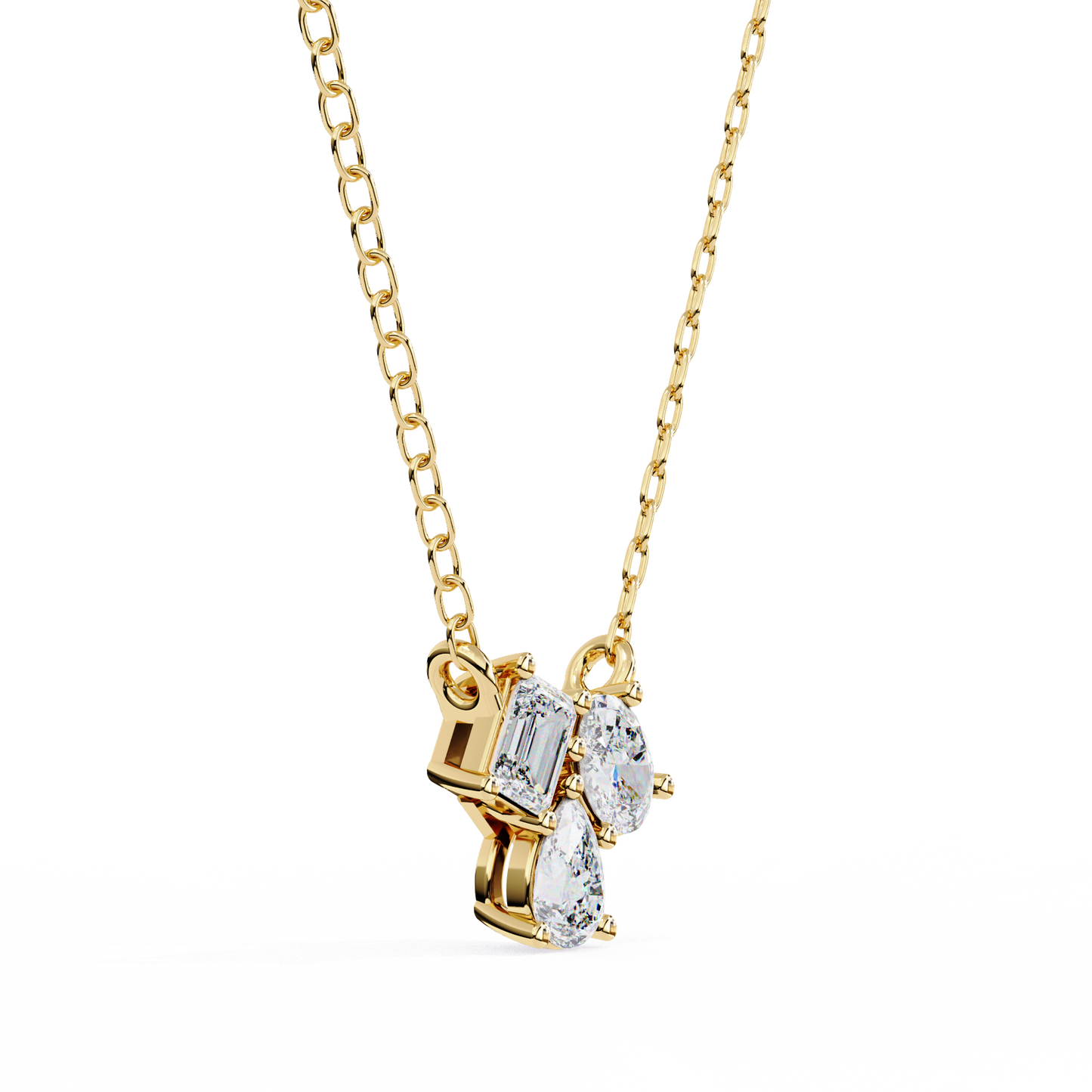 Mixed Cut Diamond Cluster Pendant Necklace