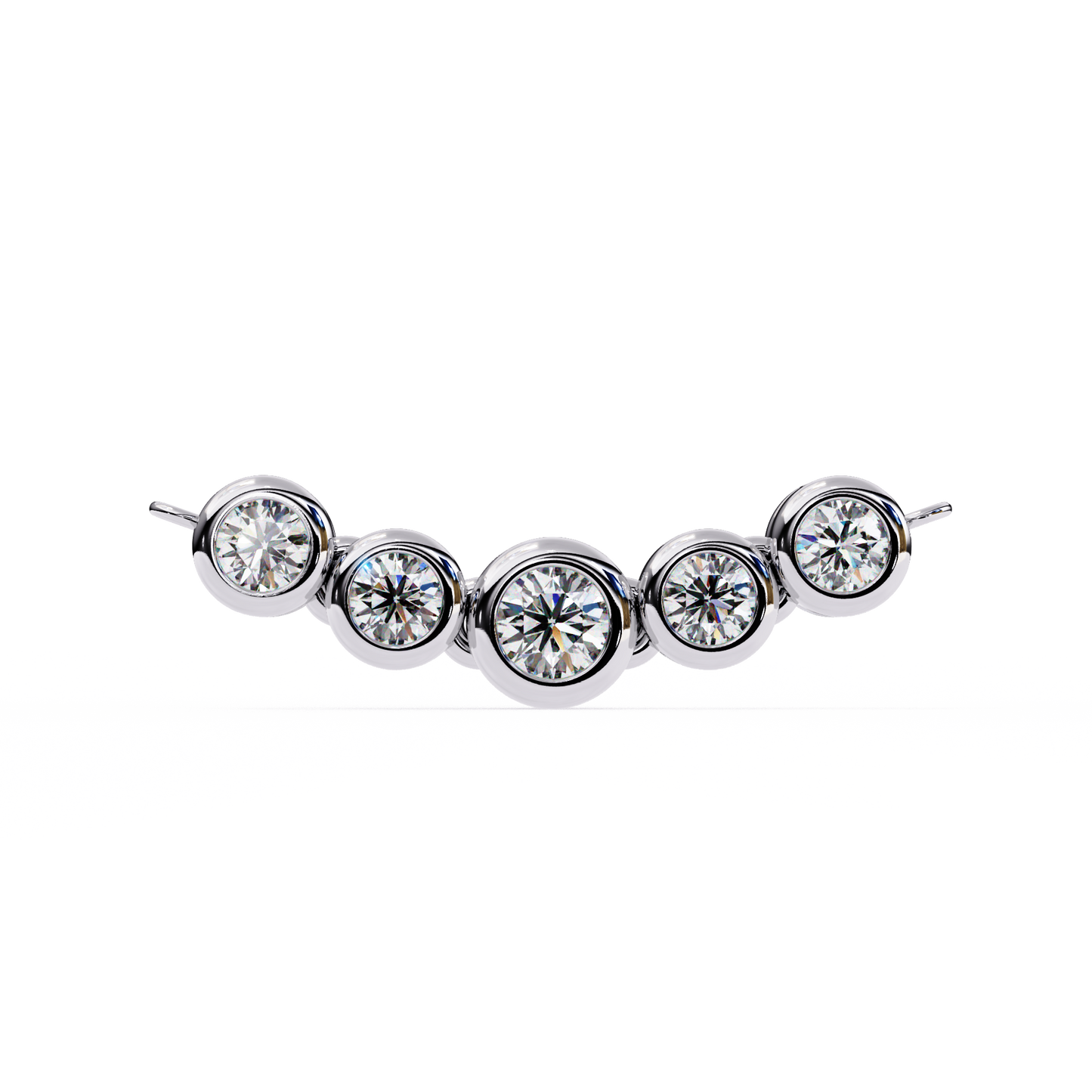 Five Stone Curved Bar Necklace | Bezel Set Diamond Necklace