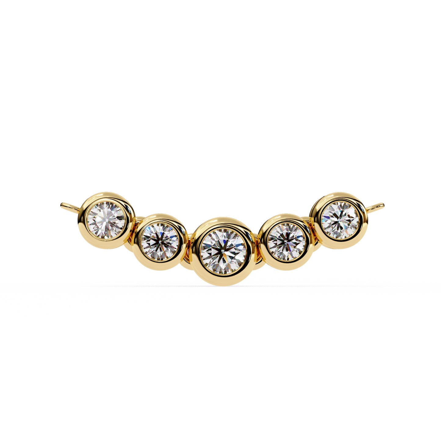 Five Stone Curved Bar Necklace | Bezel Set Diamond Necklace