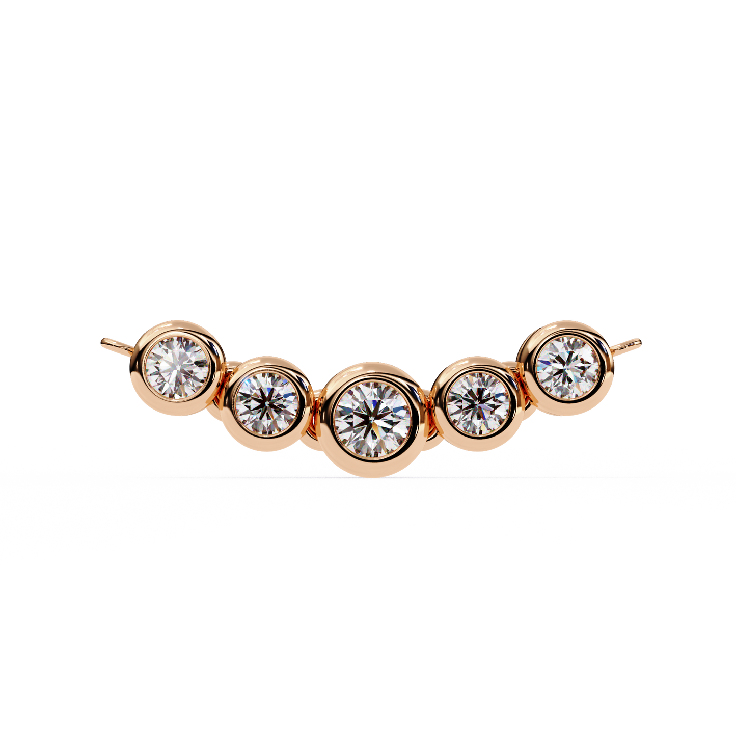 Five Stone Curved Bar Necklace | Bezel Set Diamond Necklace