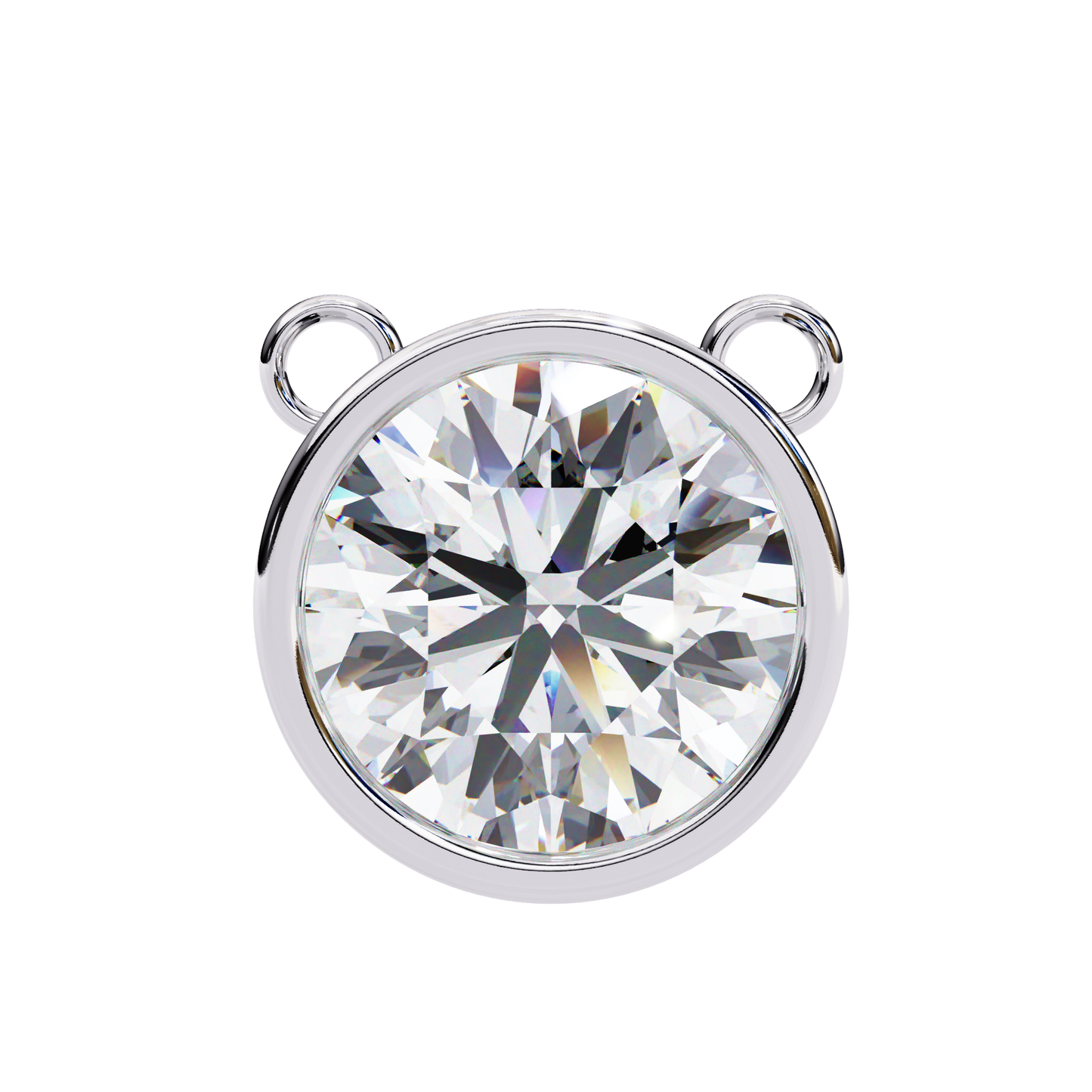 Bezel Set Solitaire Necklace | Floating Round Diamond Pendant
