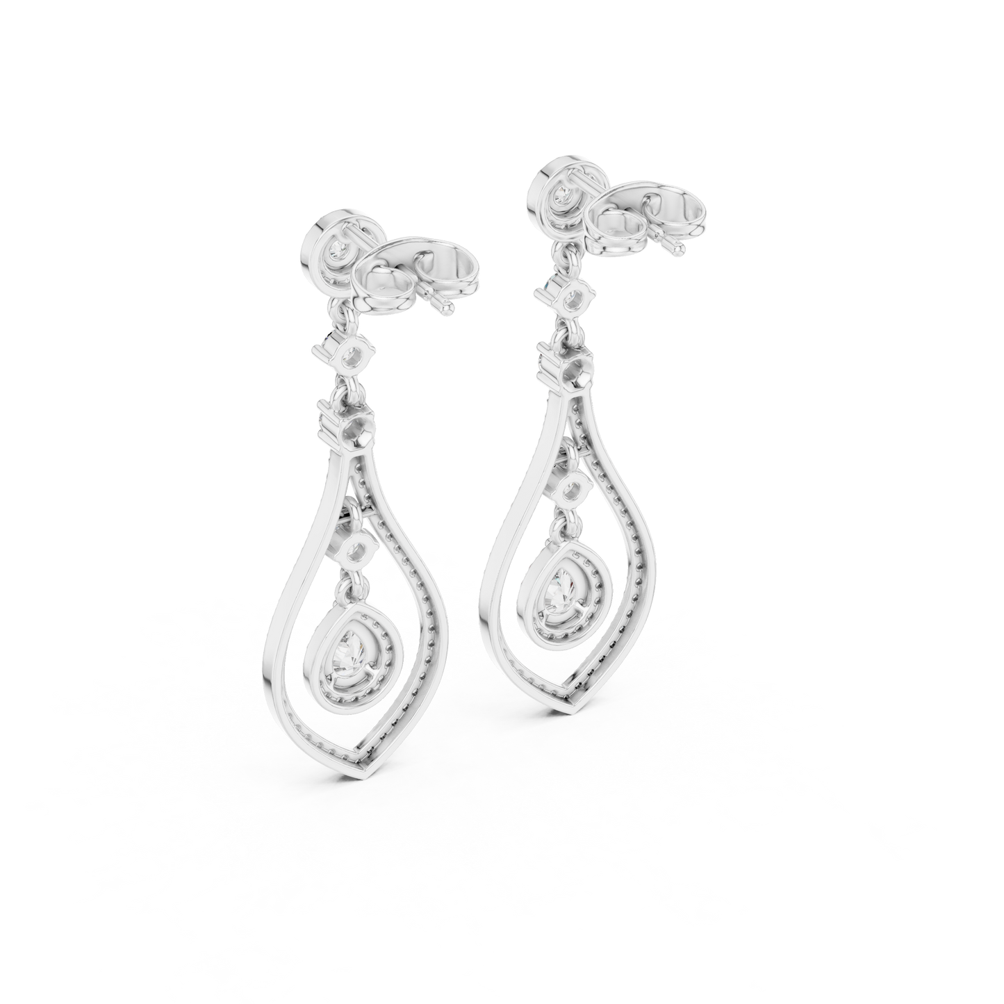 Elegant Pear Halo Teardrop Dangle Earrings