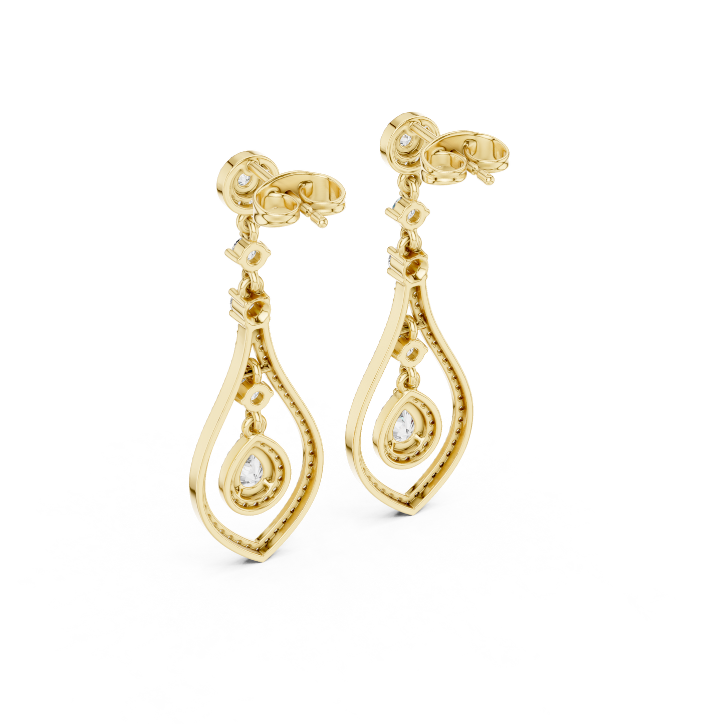 Elegant Pear Halo Teardrop Dangle Earrings