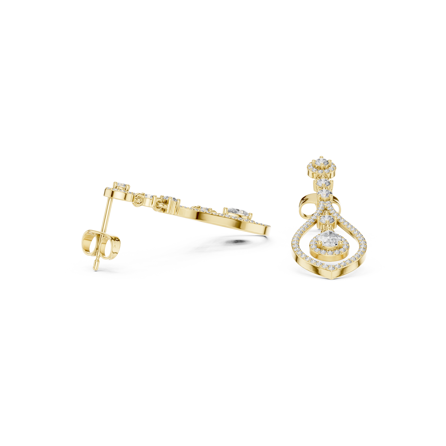 Elegant Pear Halo Teardrop Dangle Earrings