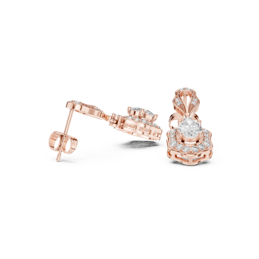 Oval Halo Diamond Dangle Earrings