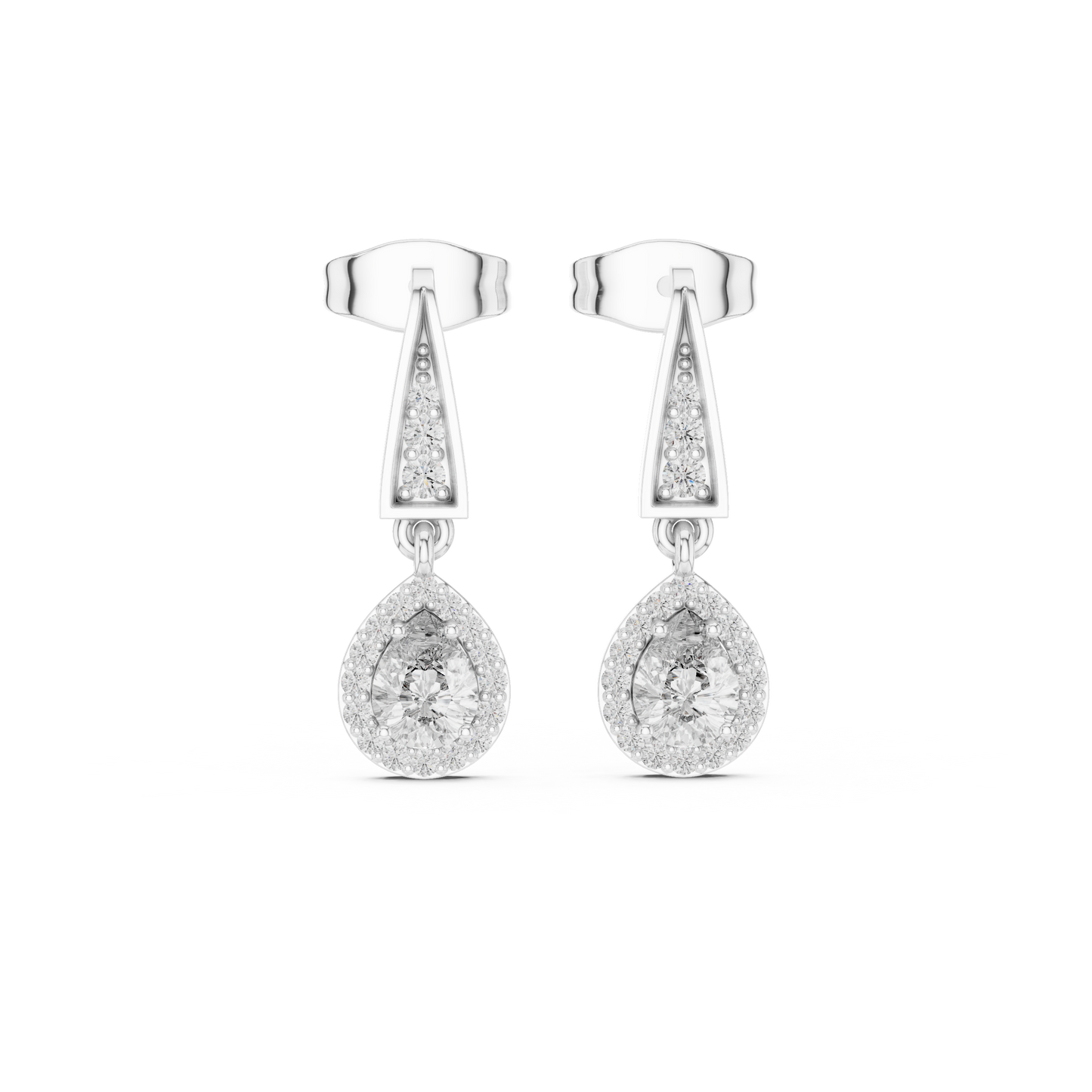 Pear Halo Diamond Dangle Earrings