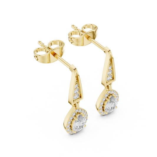 Pear Halo Diamond Dangle Earrings