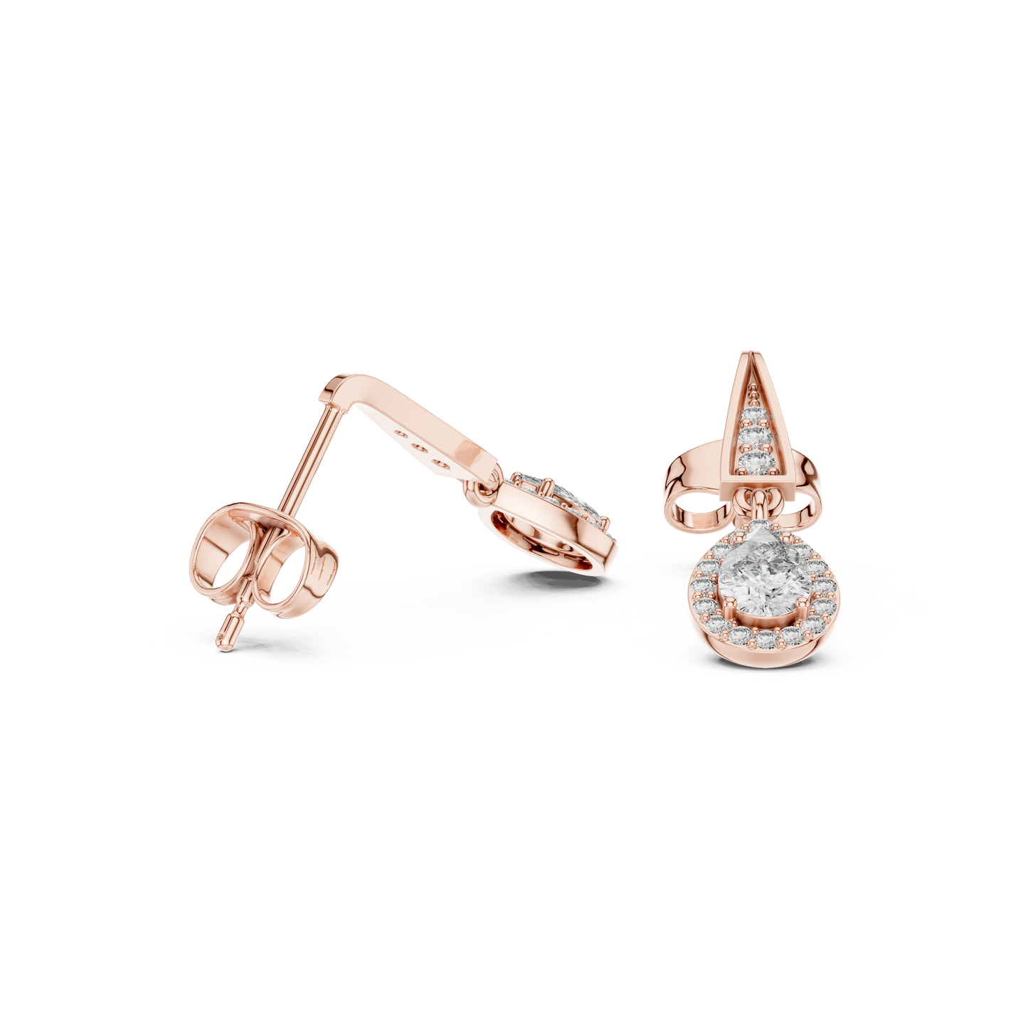 Pear Halo Diamond Dangle Earrings