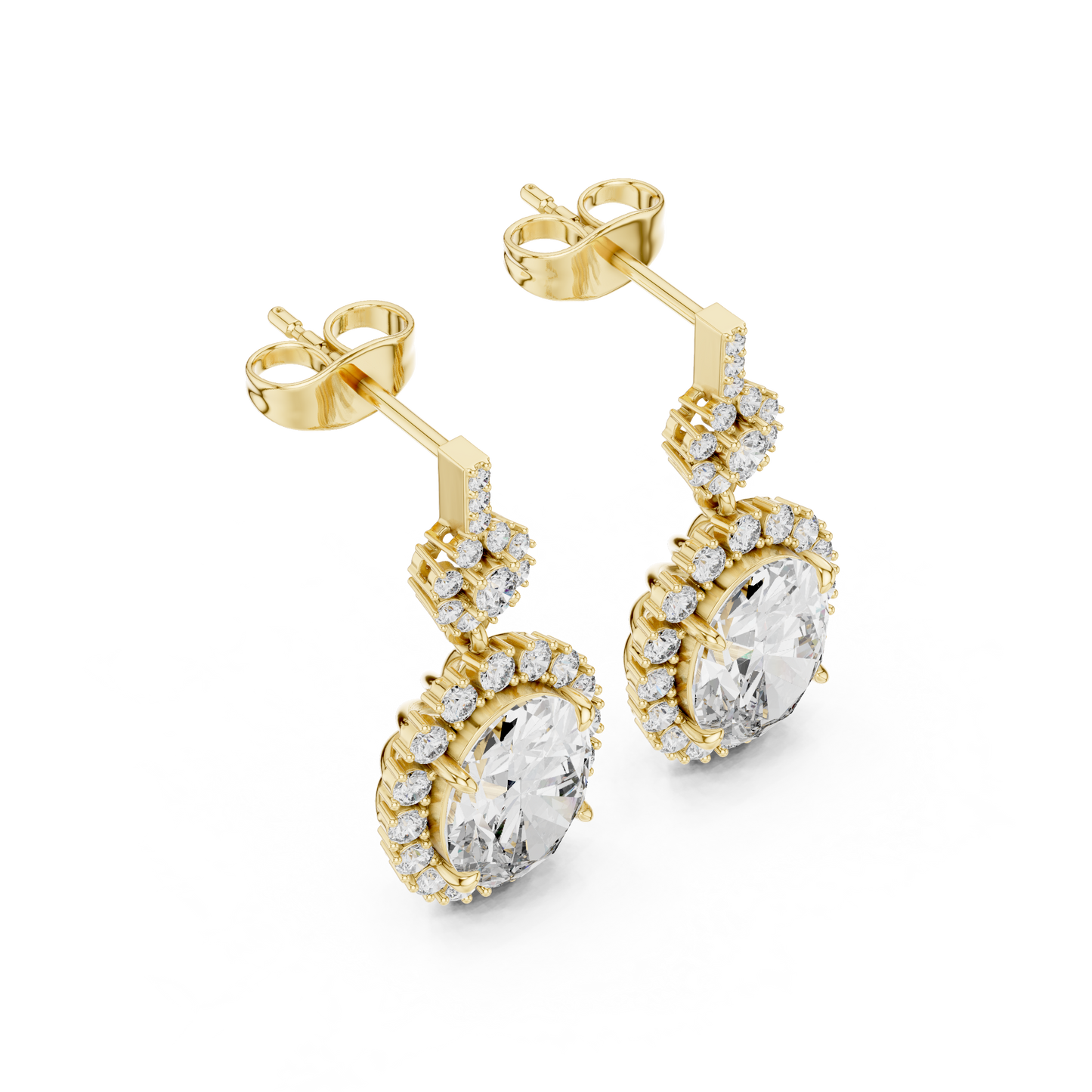 Oval Halo Diamond Drop Earrings