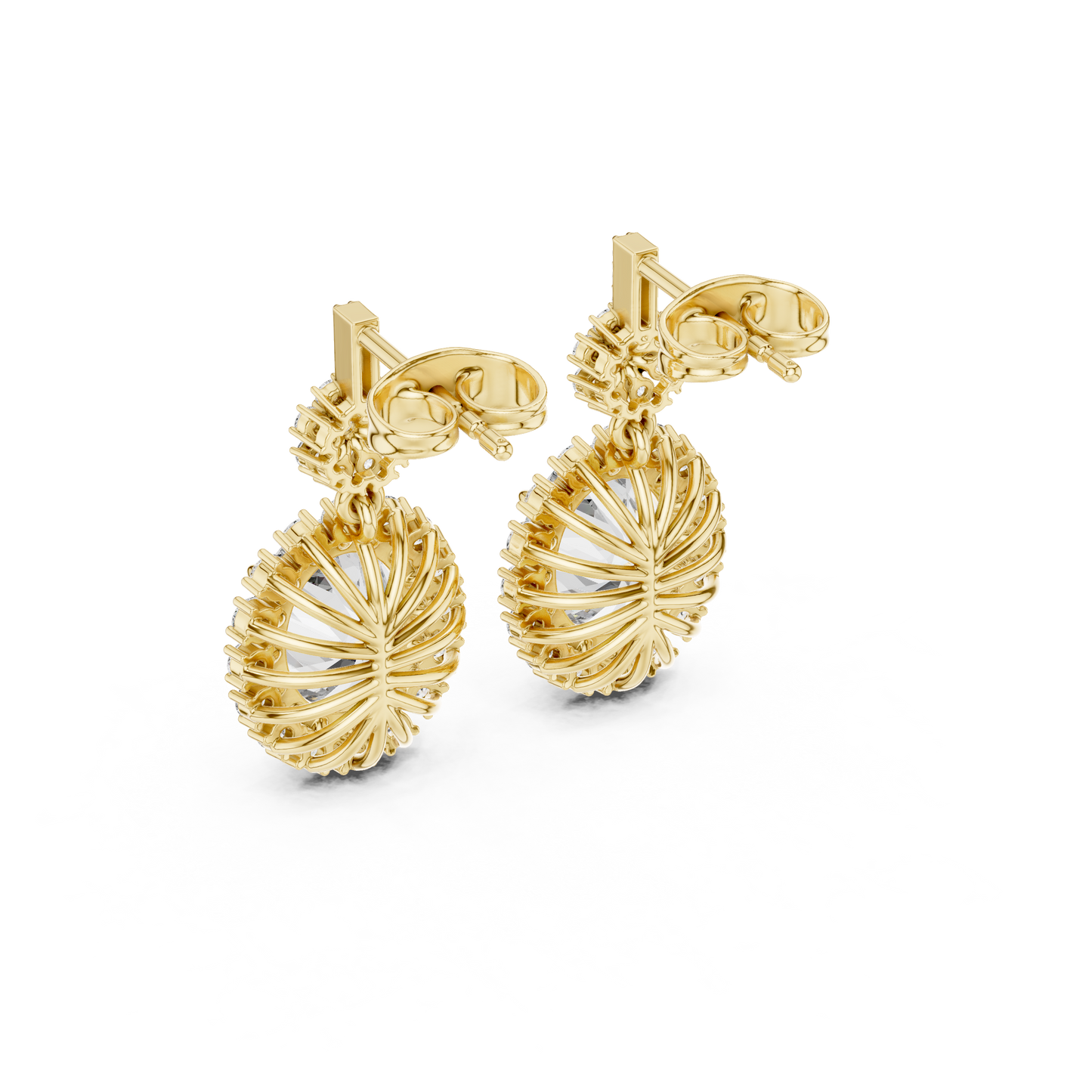 Oval Halo Diamond Drop Earrings