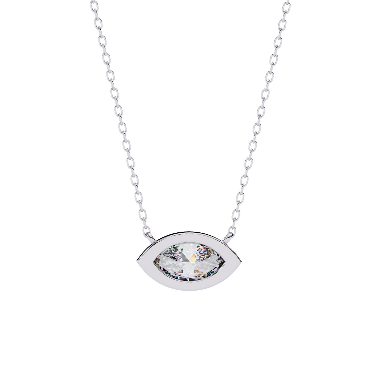 Modern Evil Eye Necklace | Bezel Set Marquise Diamond Pendant