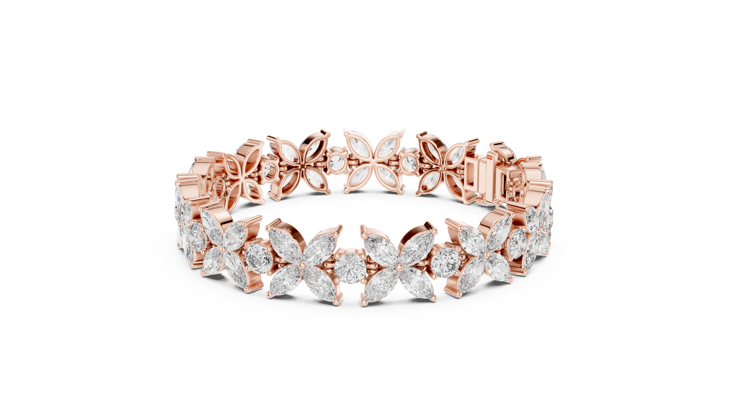Marquise Diamond Flower Bracelet