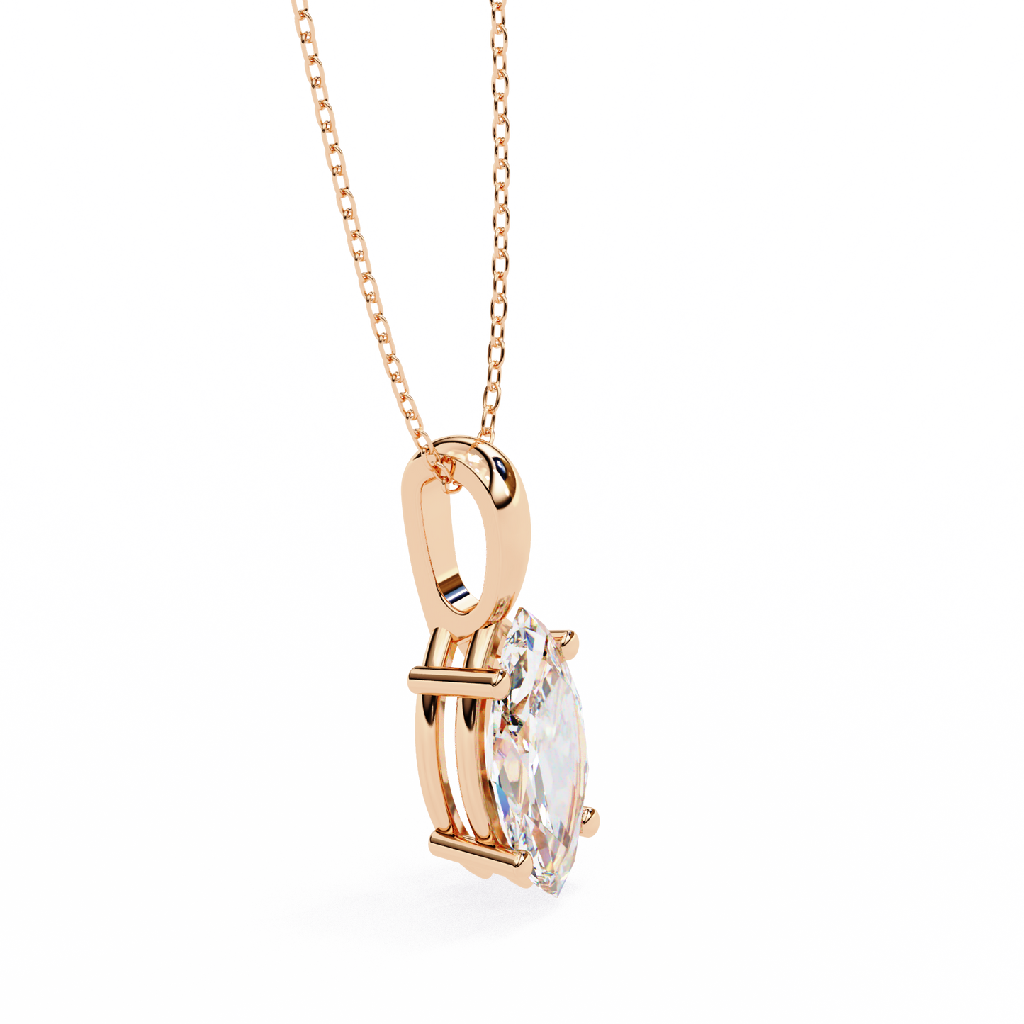 Marquise Cut Solitaire Necklace | Classic Diamond Pendant for Women