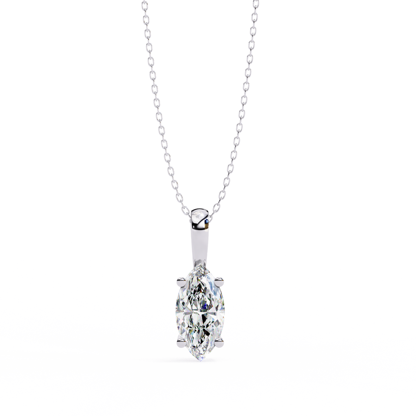 Marquise Cut Solitaire Necklace | Classic Diamond Pendant for Women