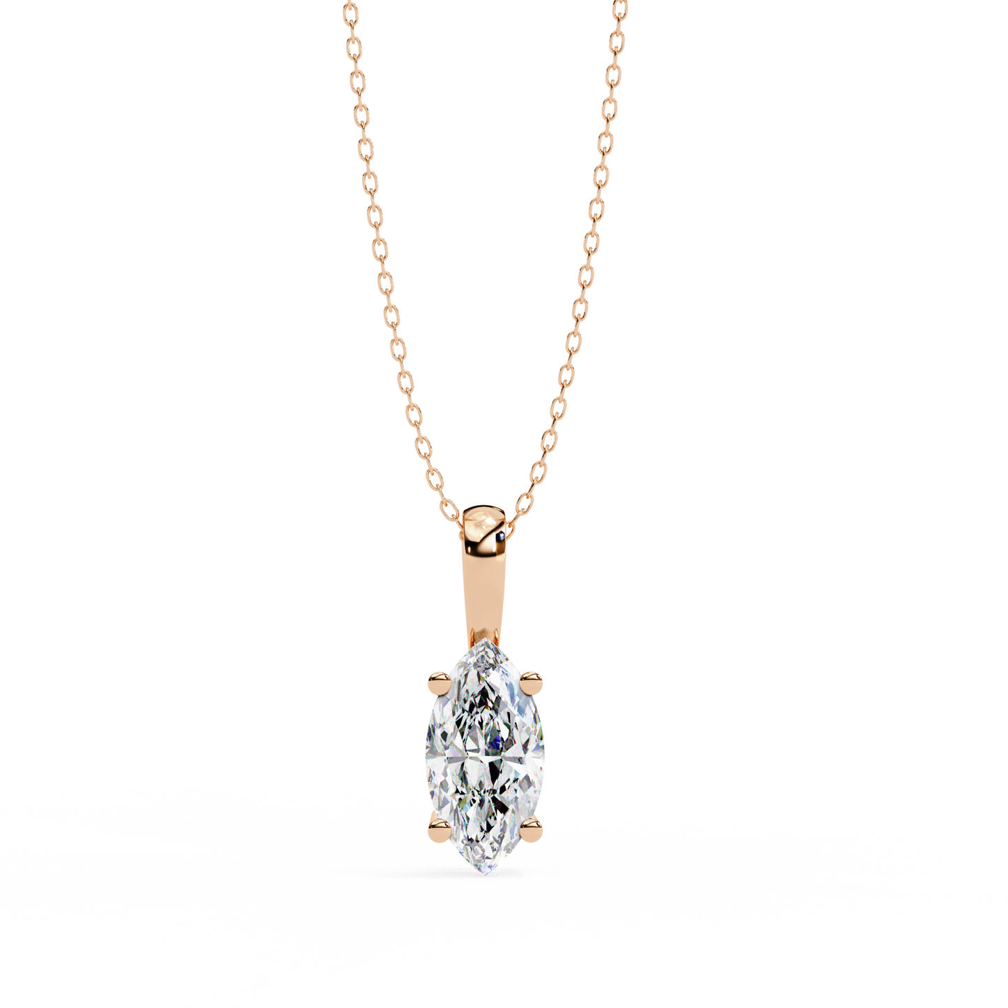 Marquise Cut Solitaire Necklace | Classic Diamond Pendant for Women