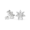 Marquise and Round Diamond Flower Cluster Stud Earrings