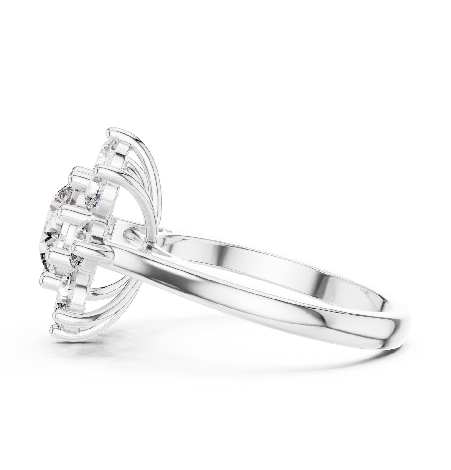 Round Diamond Flower Cluster Ring