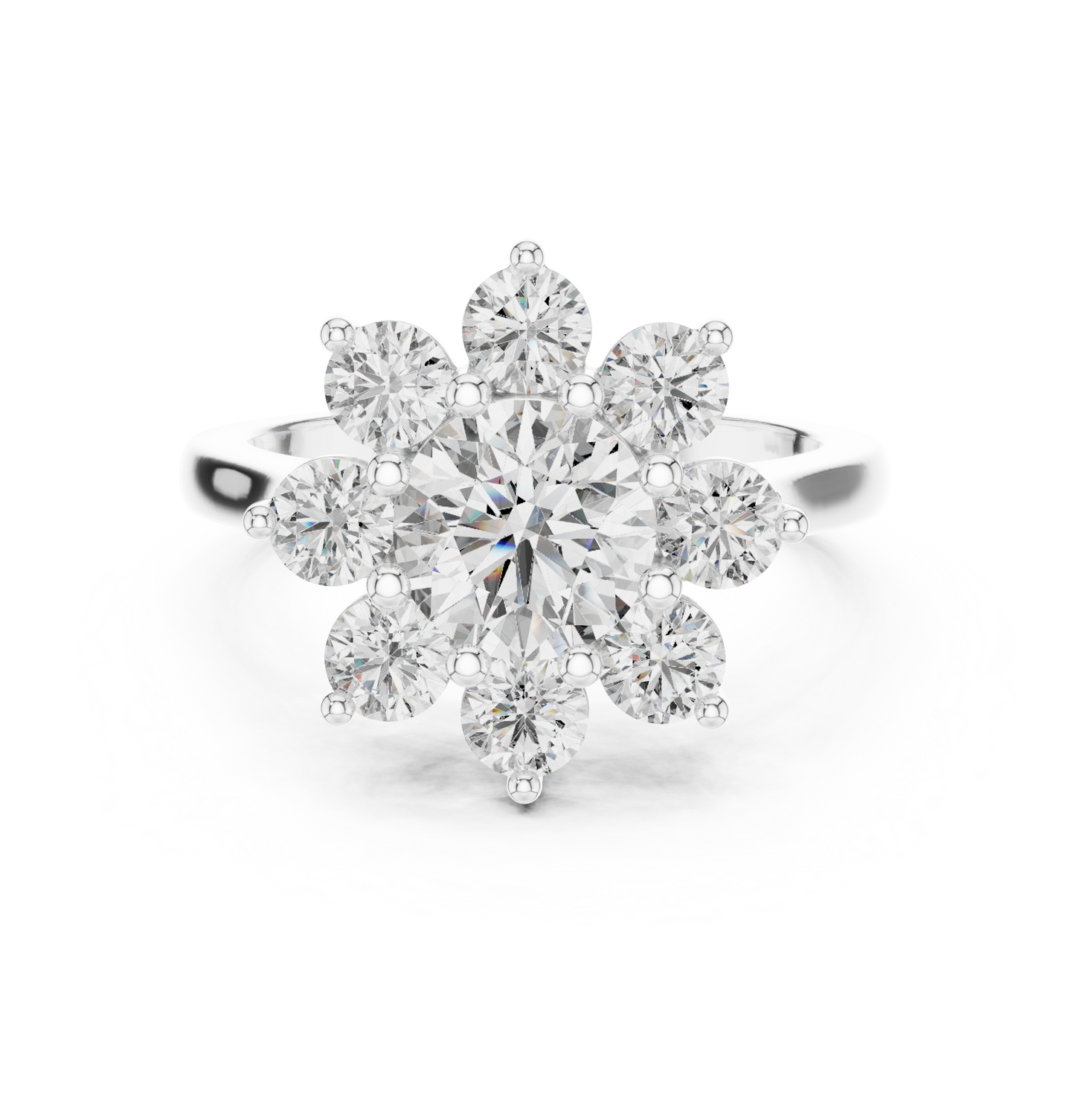 Round Diamond Flower Cluster Ring