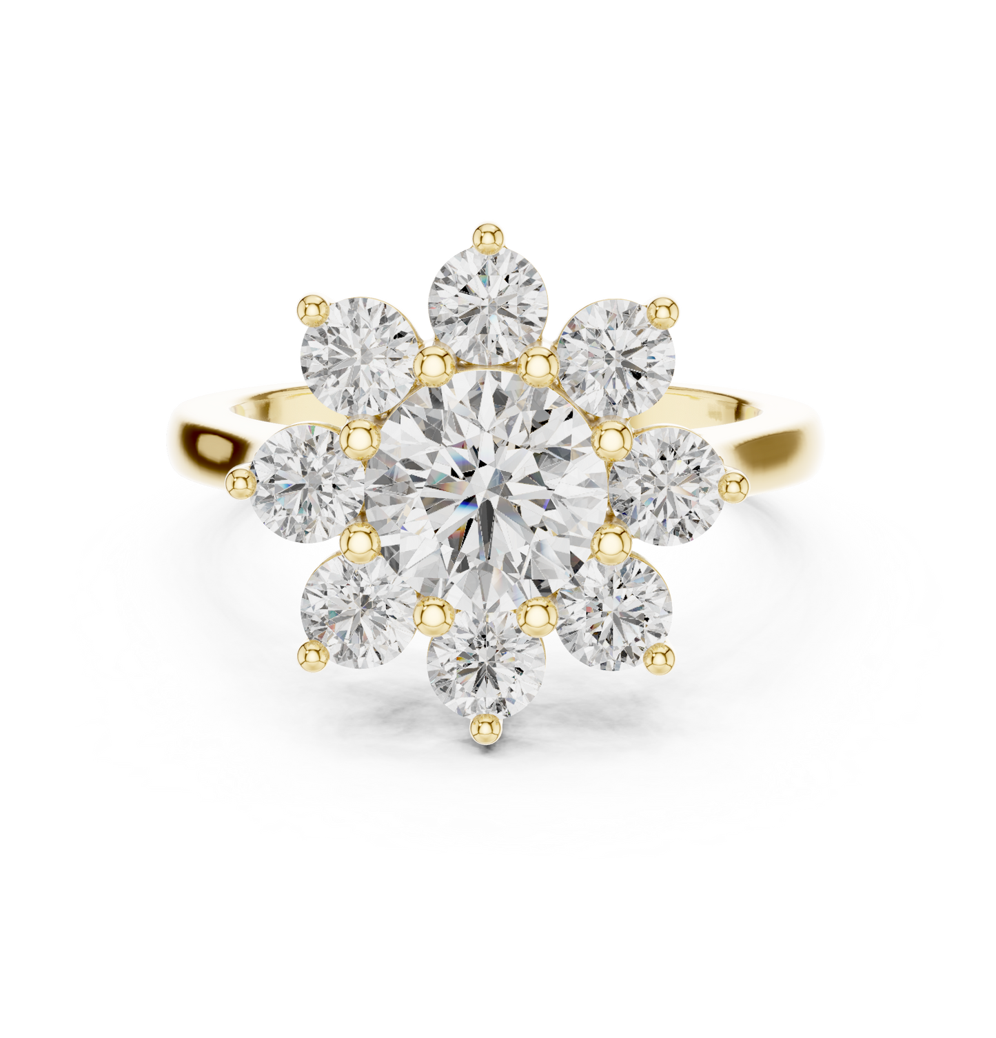Round Diamond Flower Cluster Ring