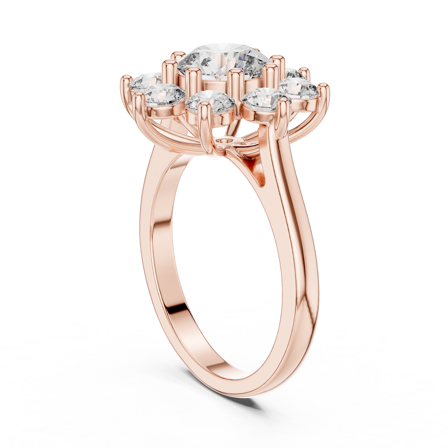 Round Diamond Flower Cluster Ring