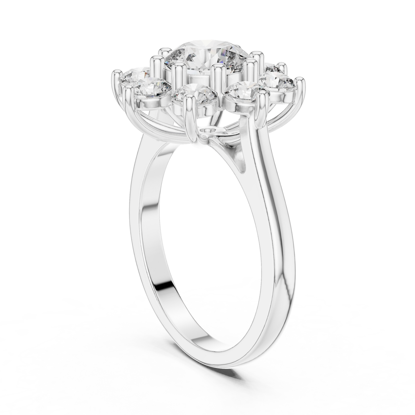 Round Diamond Flower Cluster Ring