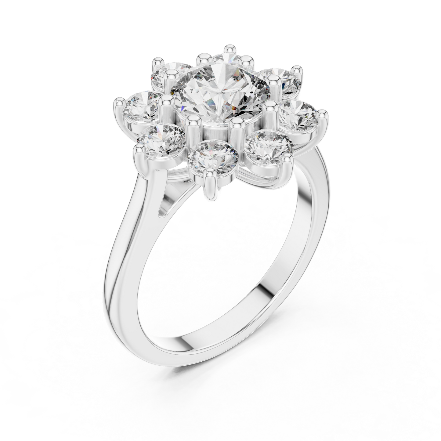 Round Diamond Flower Cluster Ring