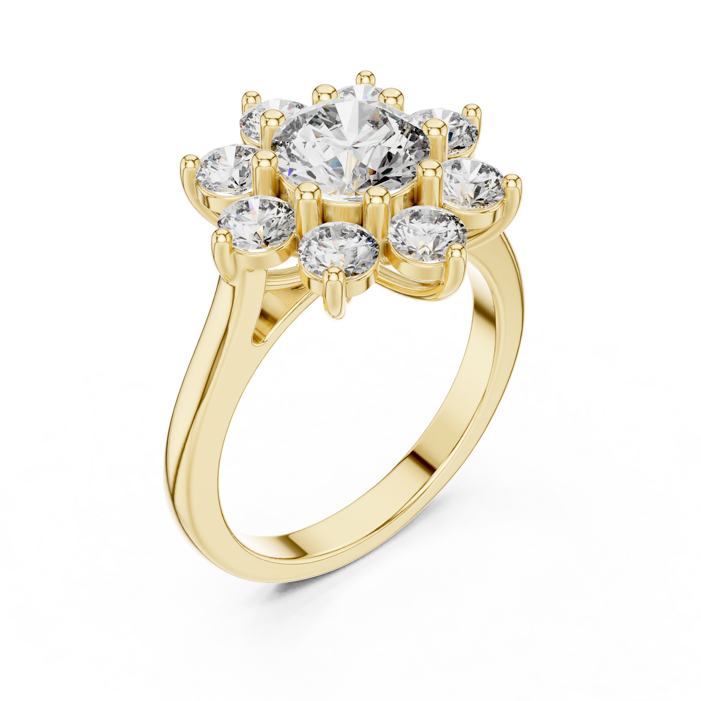 Round Diamond Flower Cluster Ring