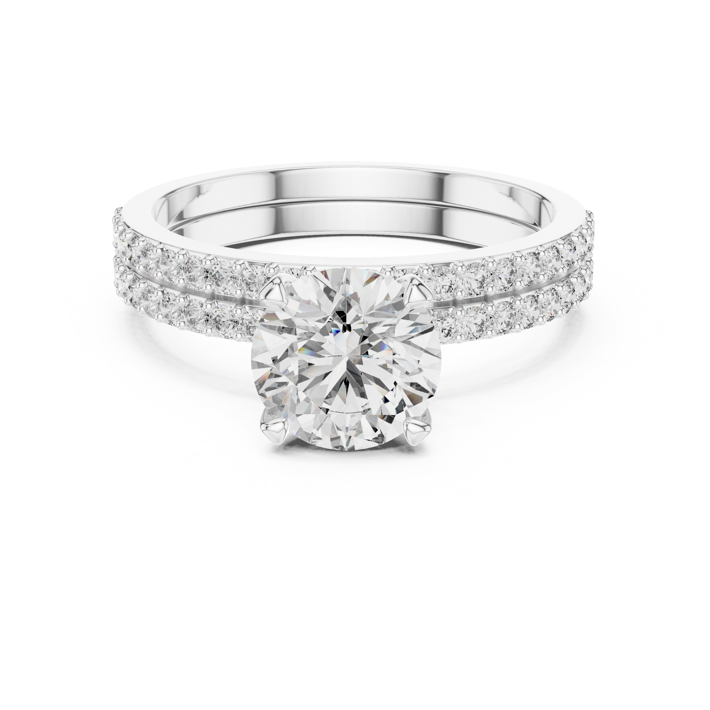 Round Solitaire Pave Diamond Bridal Set