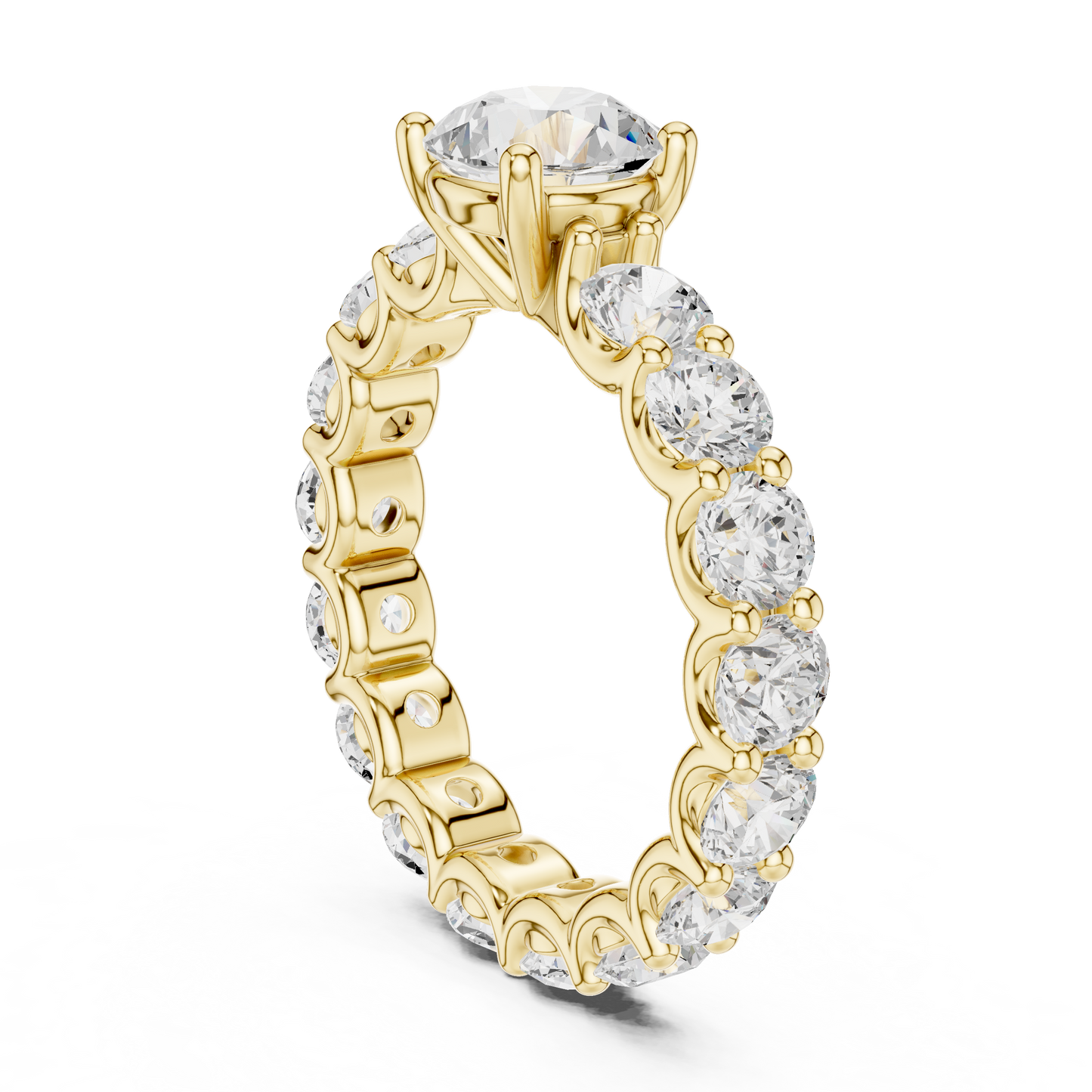 Round Diamond Ring with Shared Prong Eternity Band