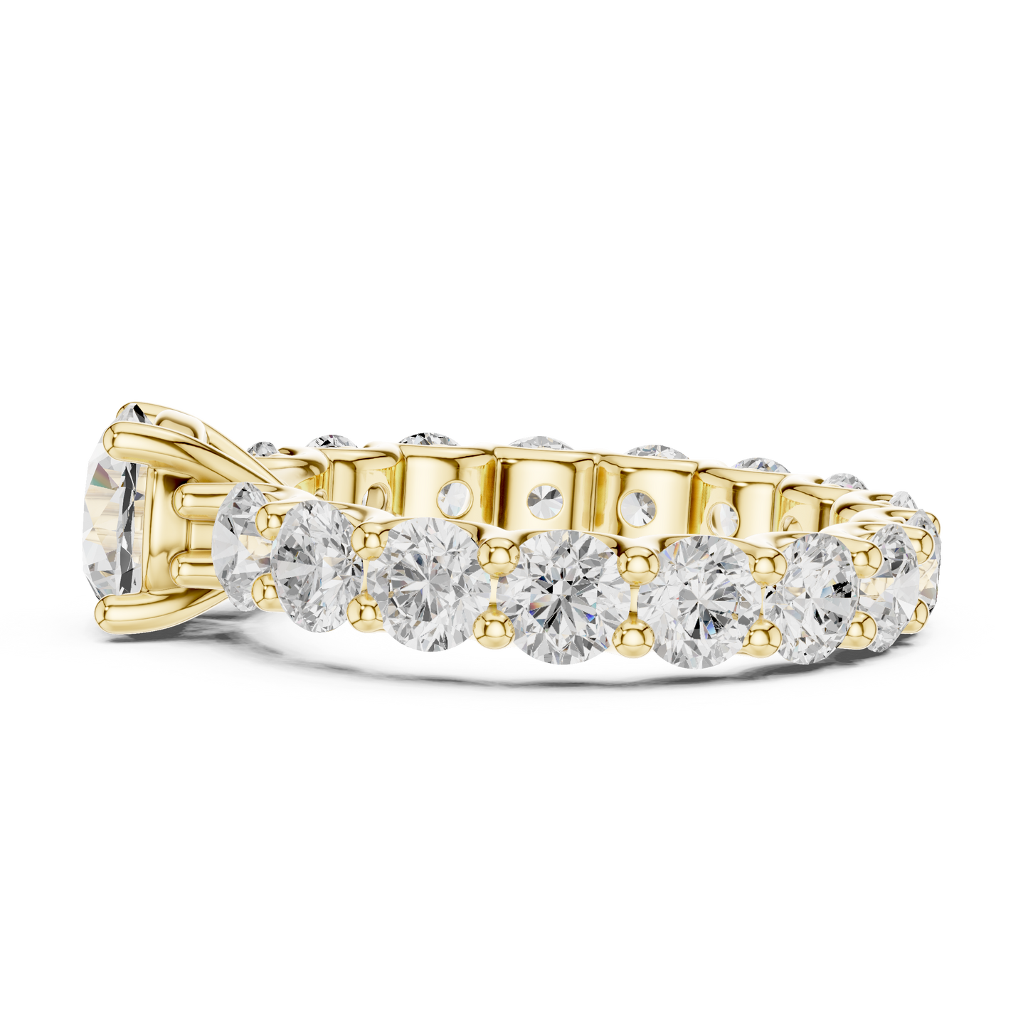 Round Diamond Ring with Shared Prong Eternity Band