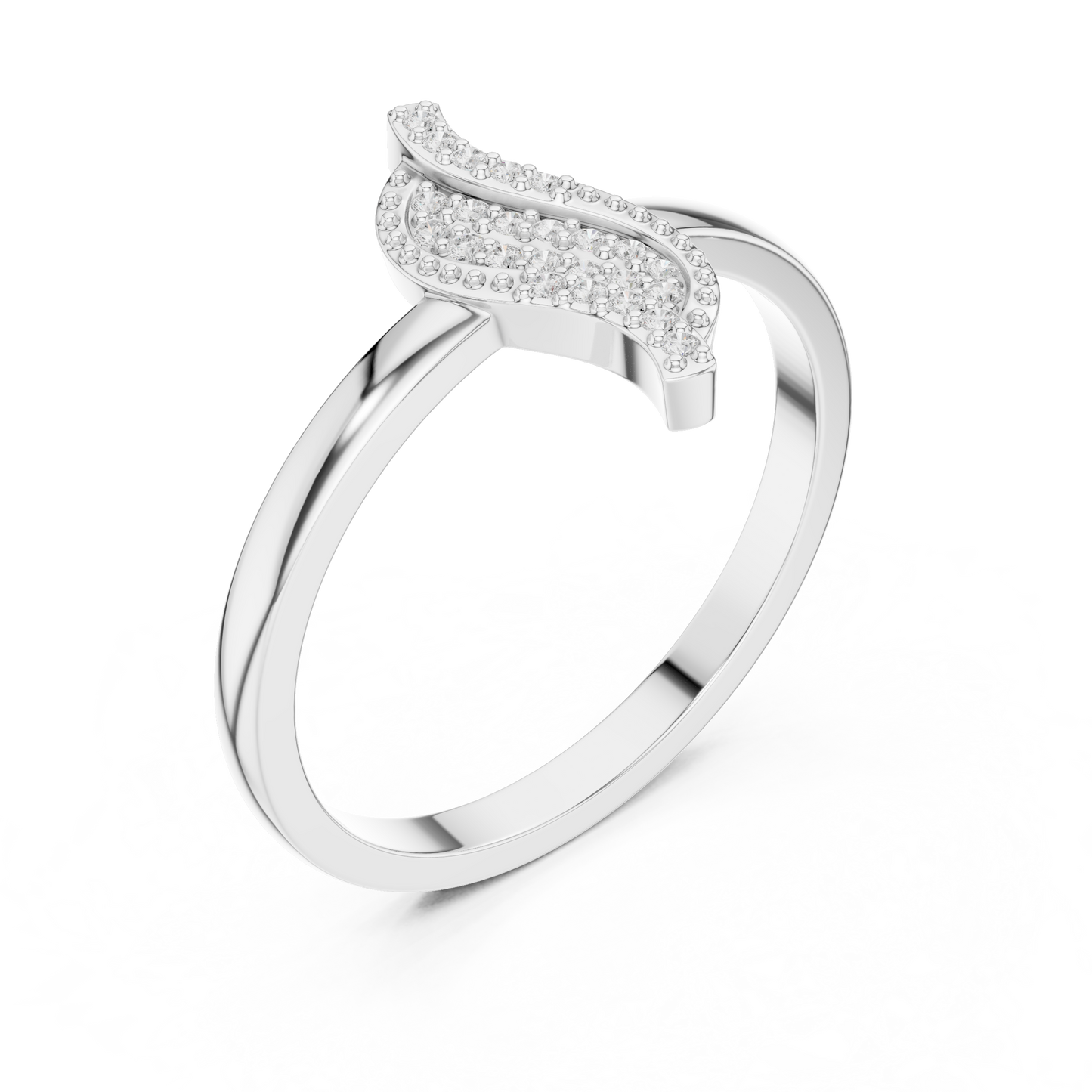 Diamond Leaf Ring with Milgrain Detail
