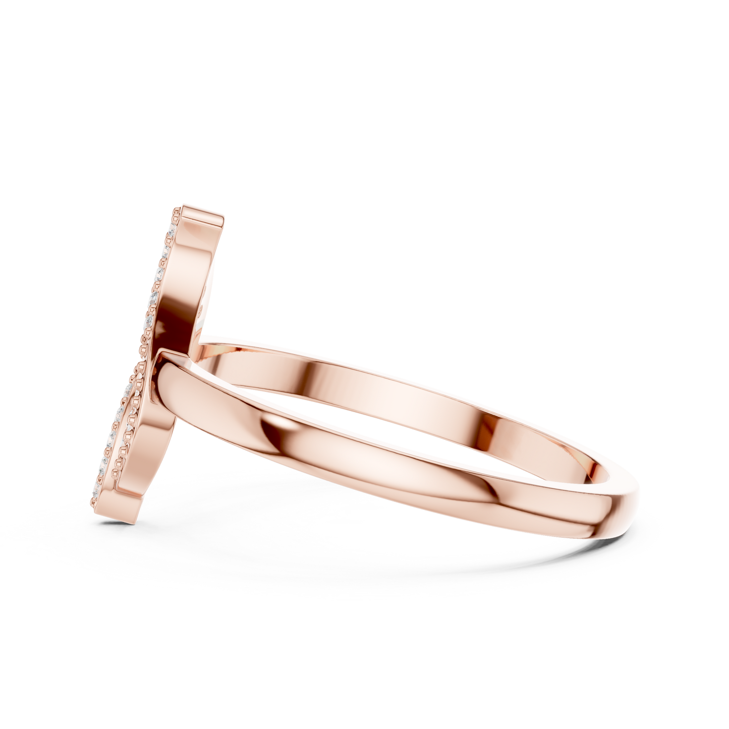 Diamond Leaf Ring with Milgrain Detail