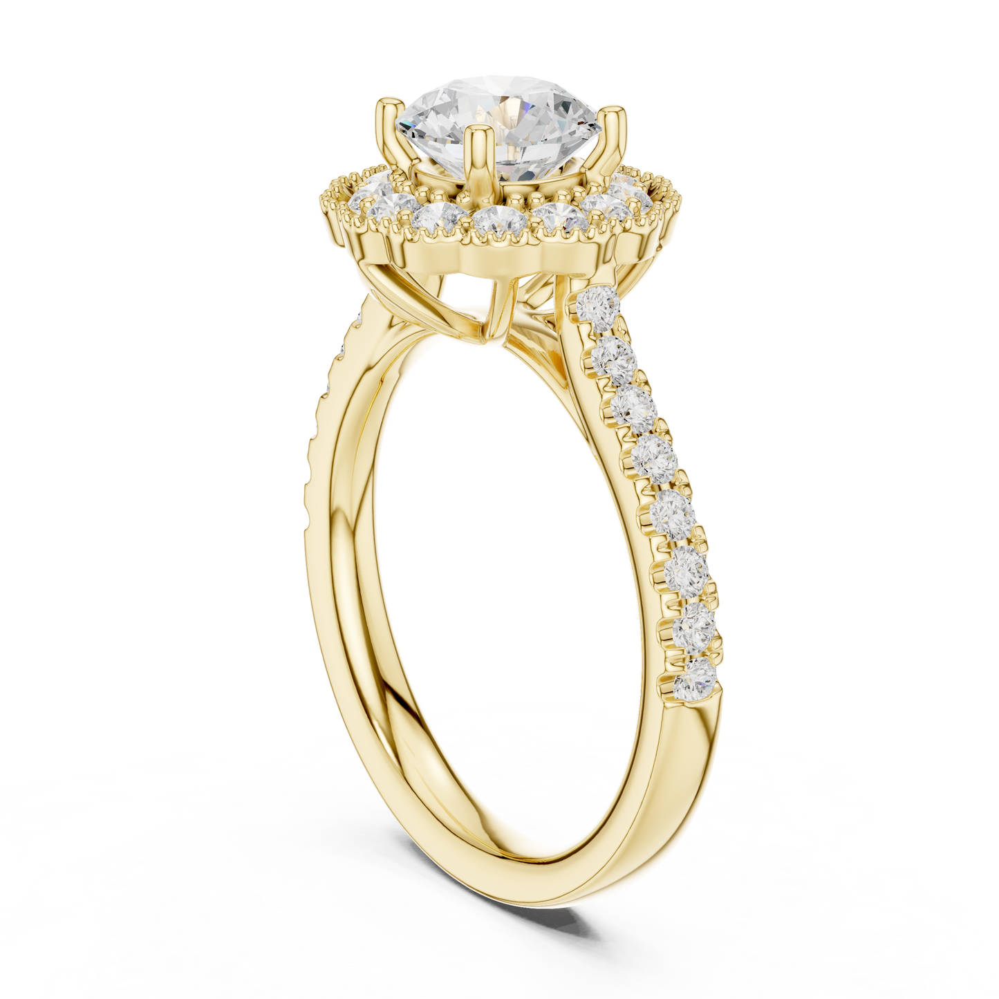 Round Floral Halo Vintage Ring