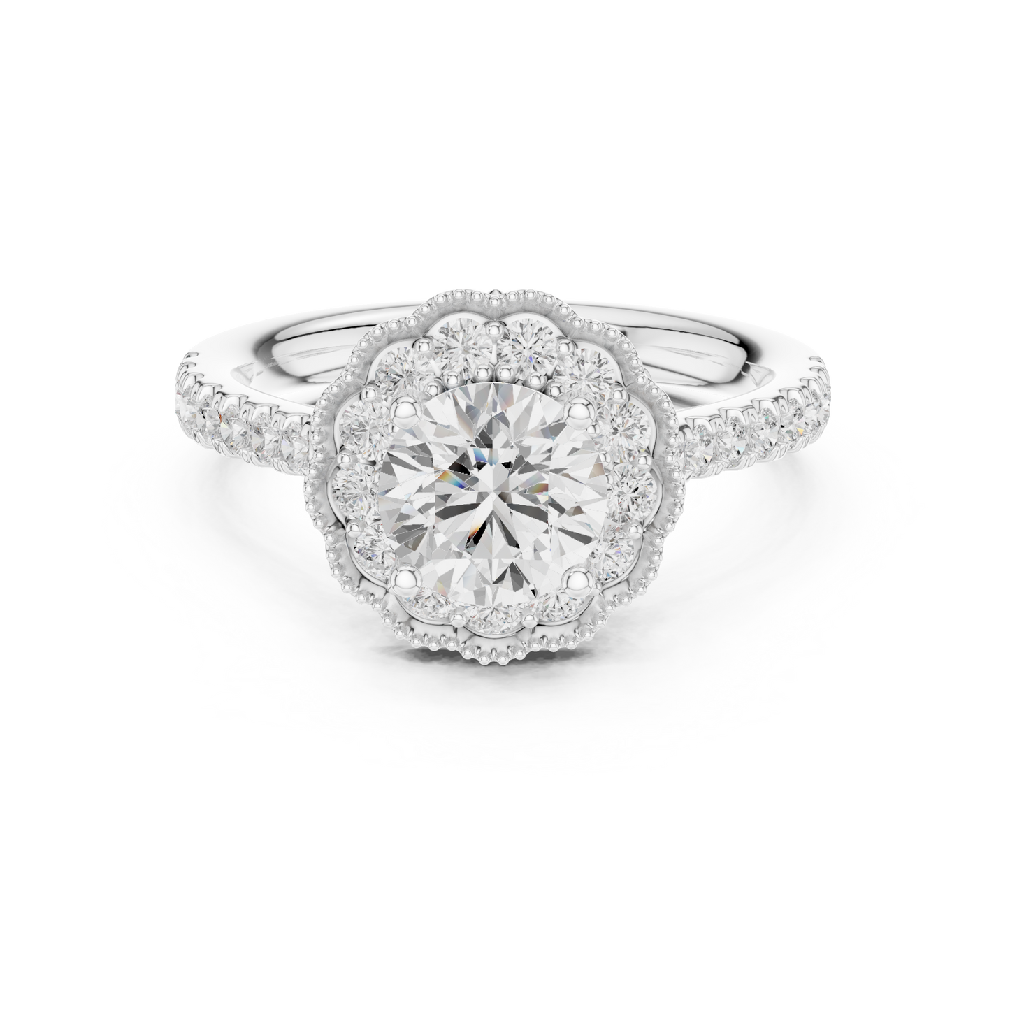 Round Floral Halo Vintage Ring
