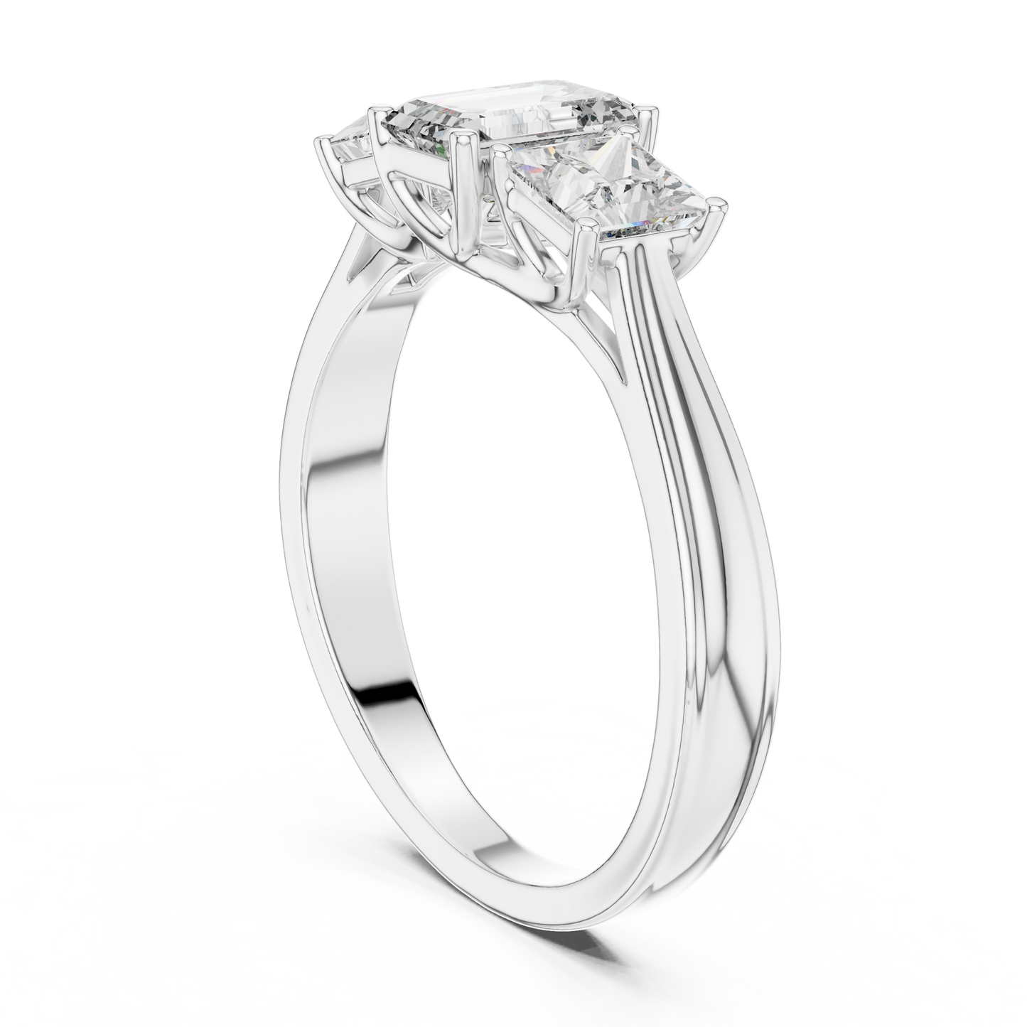 Emerald Princess cut Three Stone Ring