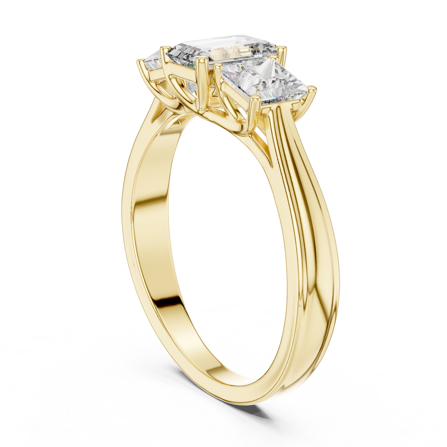 Emerald Princess cut Three Stone Ring