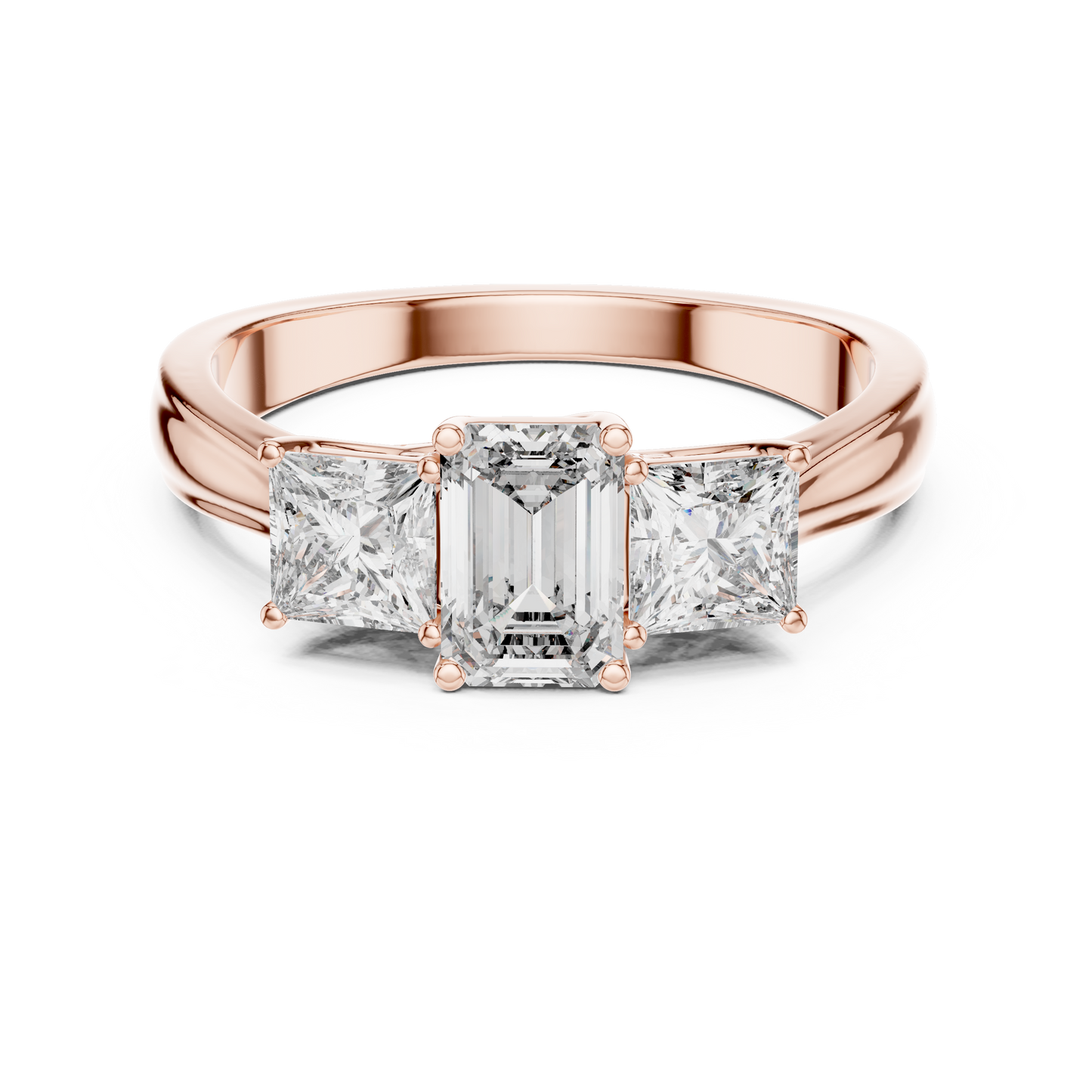 Emerald Princess cut Three Stone Ring