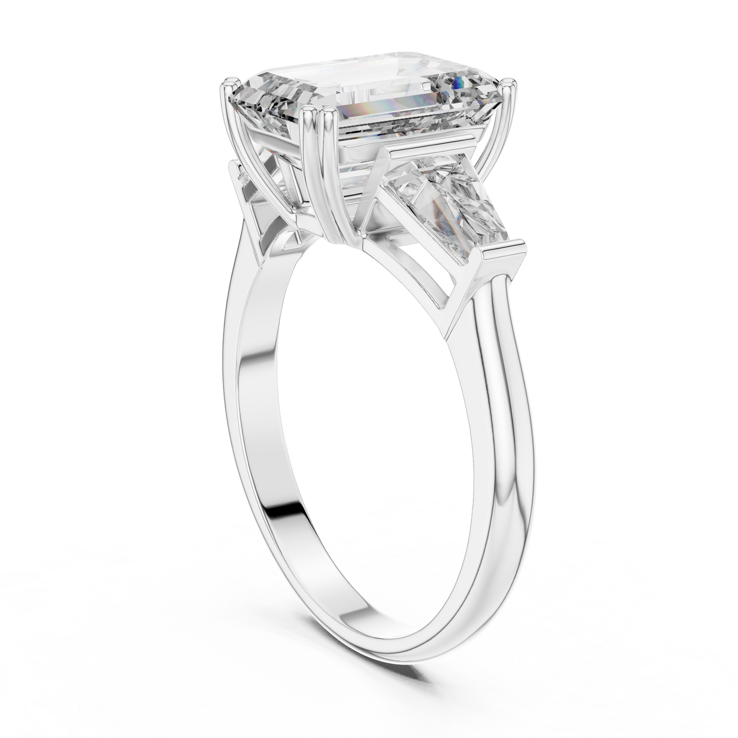 Emerald Cut Three Stone Ring